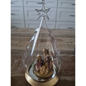 Vintage Fontanini Holy Family Hand Blown Glass Ornament In Original Box